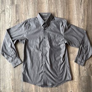 Eddie Bauer Shirt Gray Button Down Dress Shirt Relaxed Fit Size Small Cotton